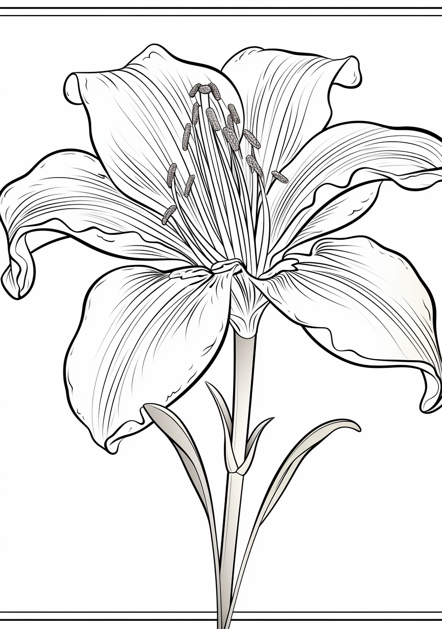 Realistic linear drawing of lily flower with leaves and buds, black  graphics on a white background, modern digital art. Element for design  Stock Vector Image & Art - Alamy