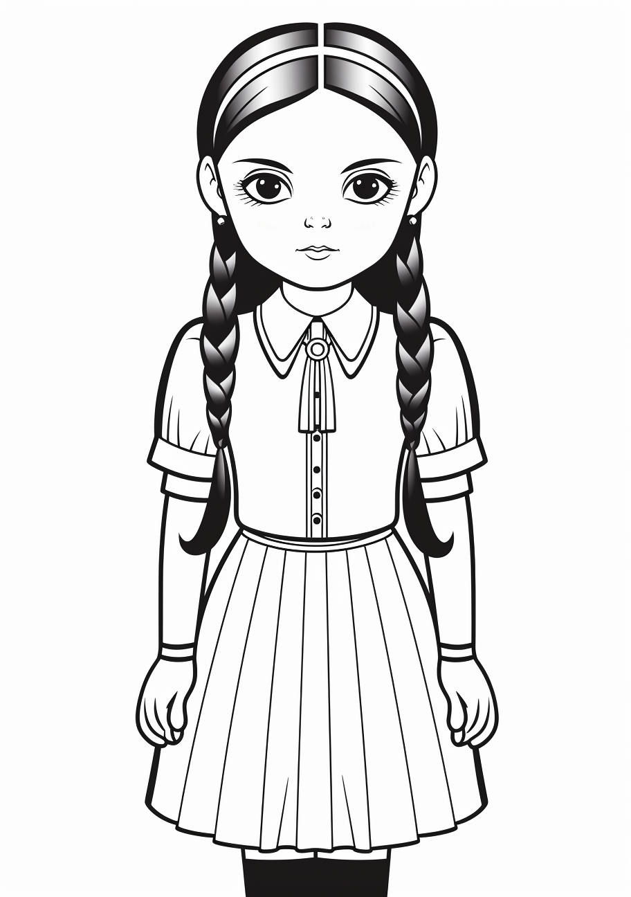 Girl with pigtails  Printable Adult Coloring Page