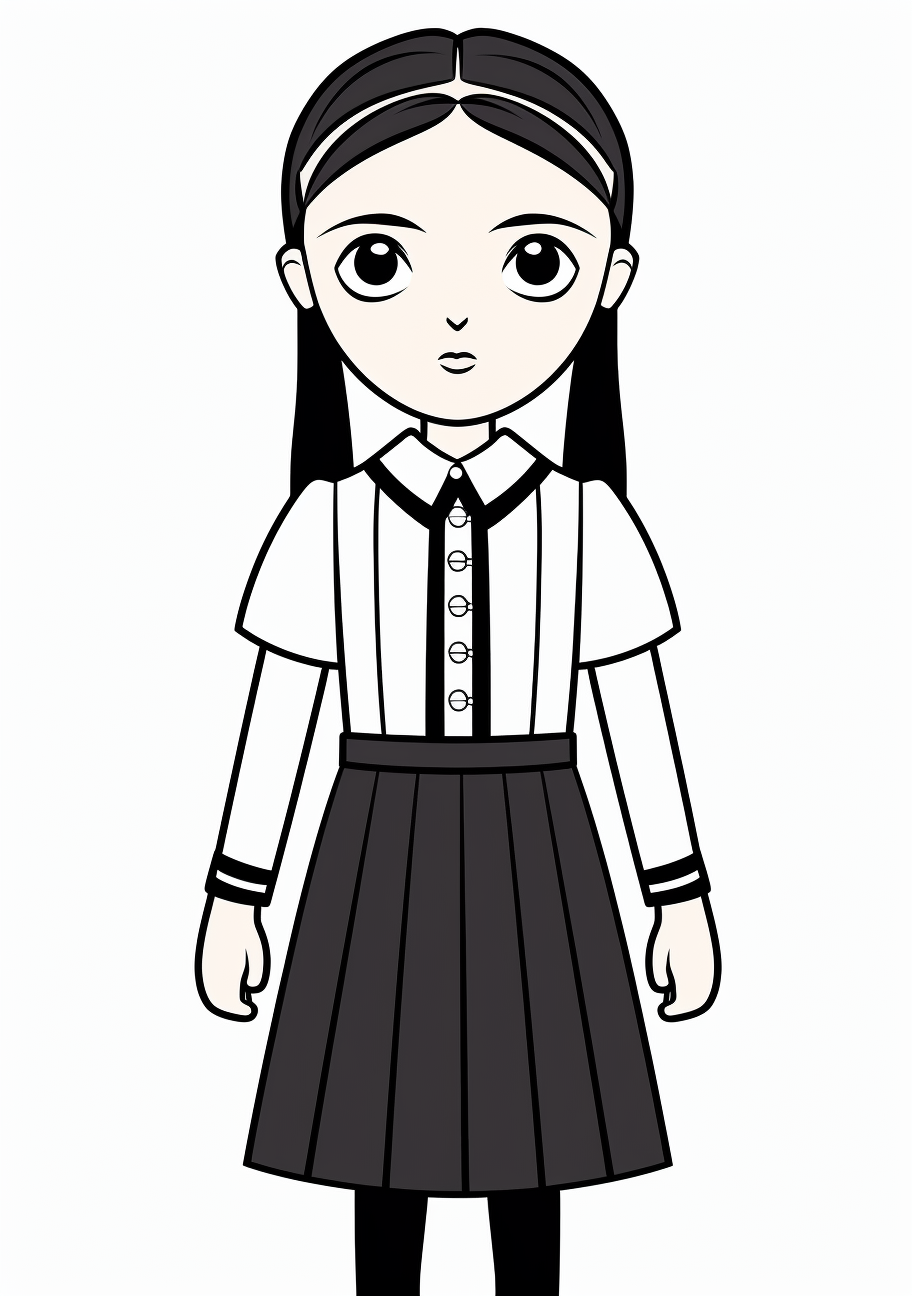 Cute Wednesday Addams Illustration - Free Wednesday Addams Coloring Pages  Adult Kids Fun Crafts (@coloring) | Hero