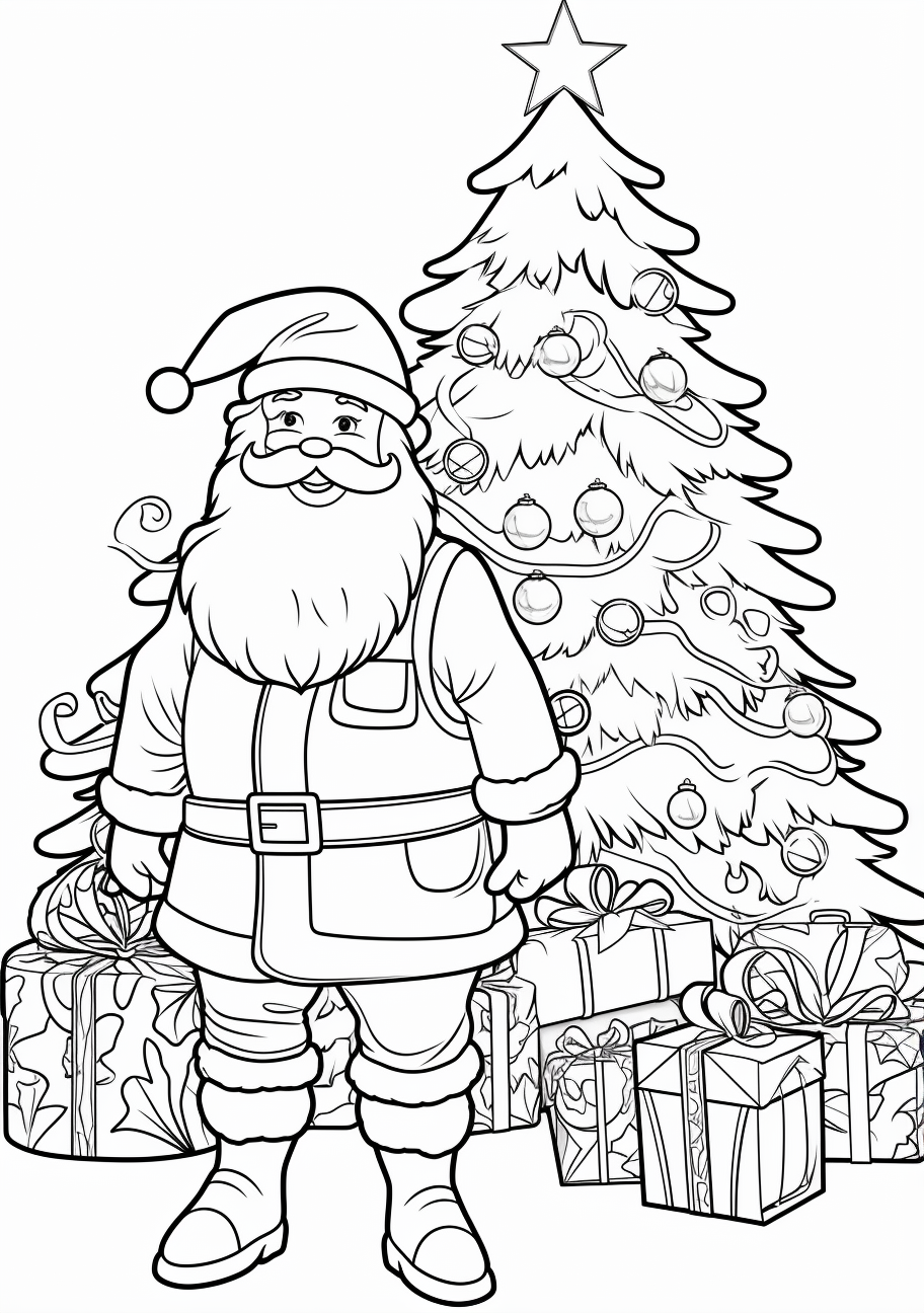 Santa S Gift Giving Printable Christmas Coloring Page Kids