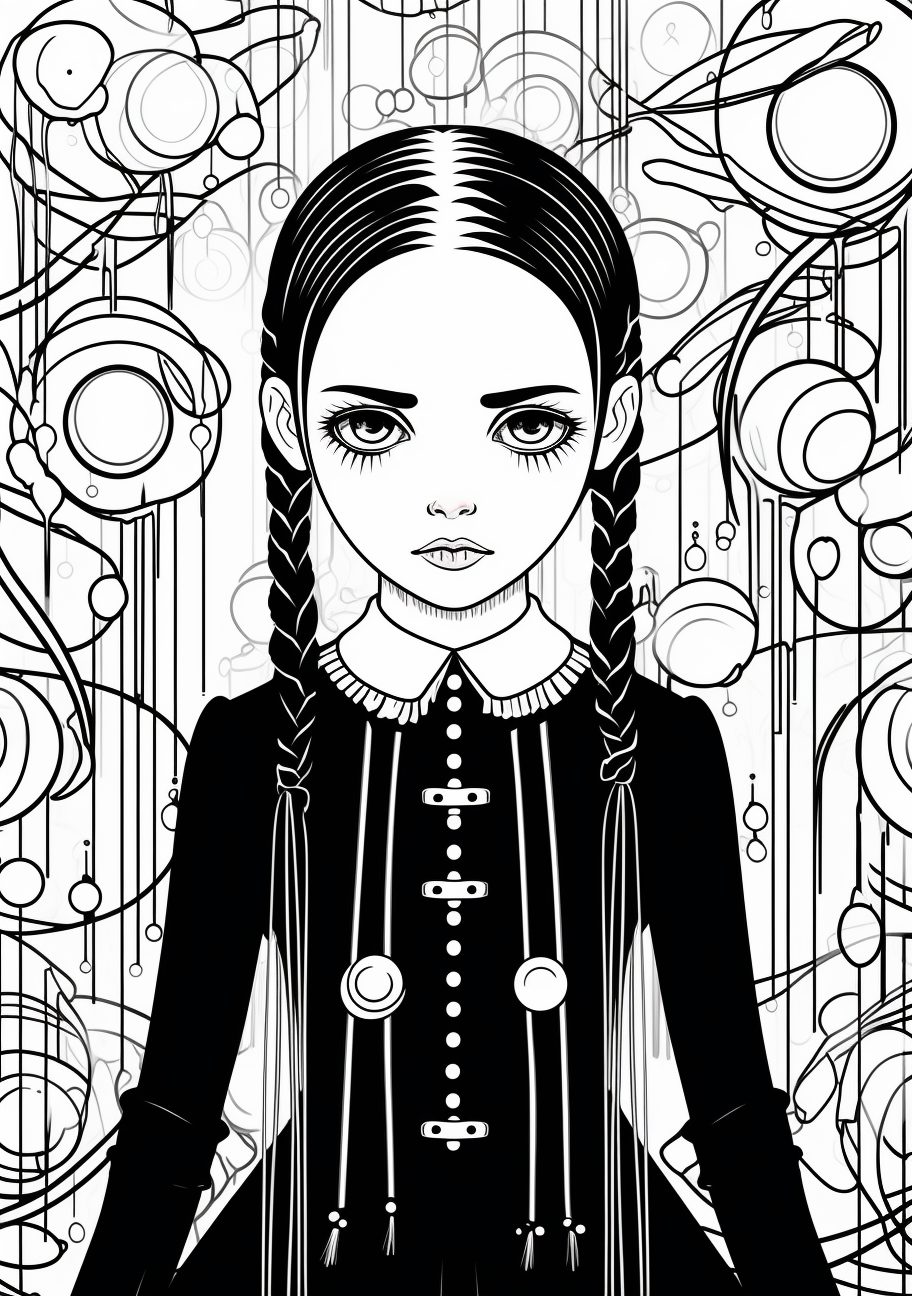 Mystical wednesday addams coloring pages - Wednesday Addams Coloring ...