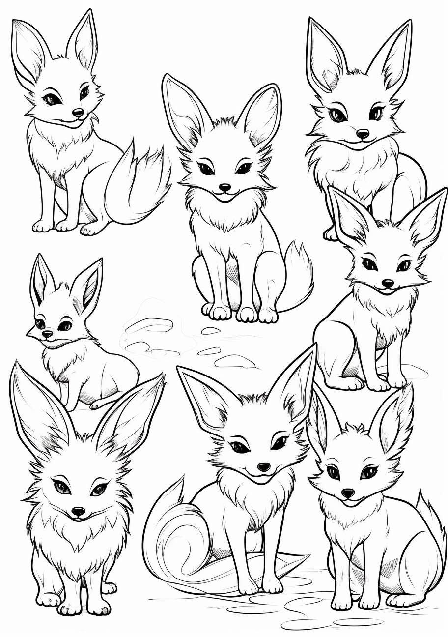 Pokemon Coloring Pages Eevee Evolutions Together