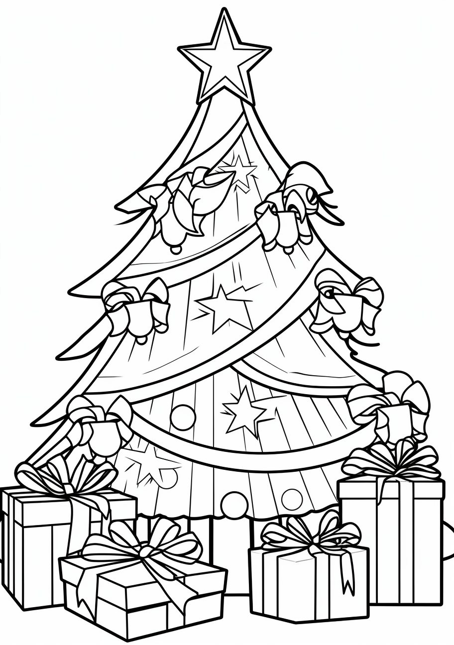 How to Draw a Christmas Tree with Gifts & Presents Under it - How