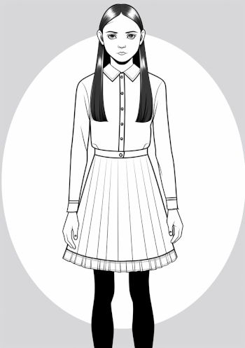 Wednesday Addams Printable Coloring Pages, Adult Coloring Crafts, Kid Fun Pages