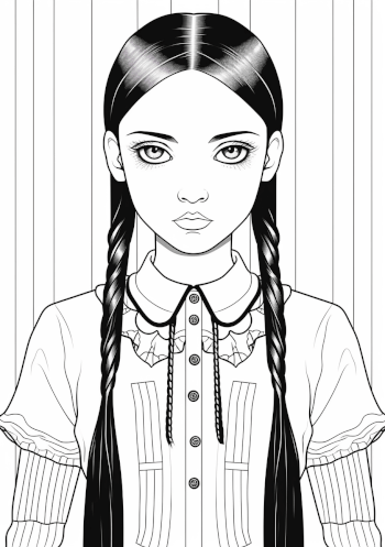 Wednesday Addams Coloring Pictures Pages - Fun and Creative