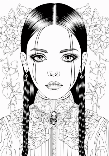 Coloring Pages Of Wednesday Addams - Adult, Kids, Printable