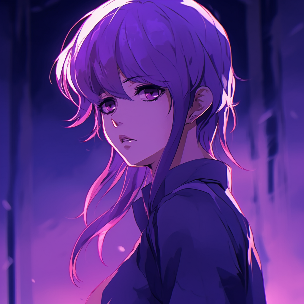 Mysterious Purple Anime Girl - adorable purple anime pfps - Image