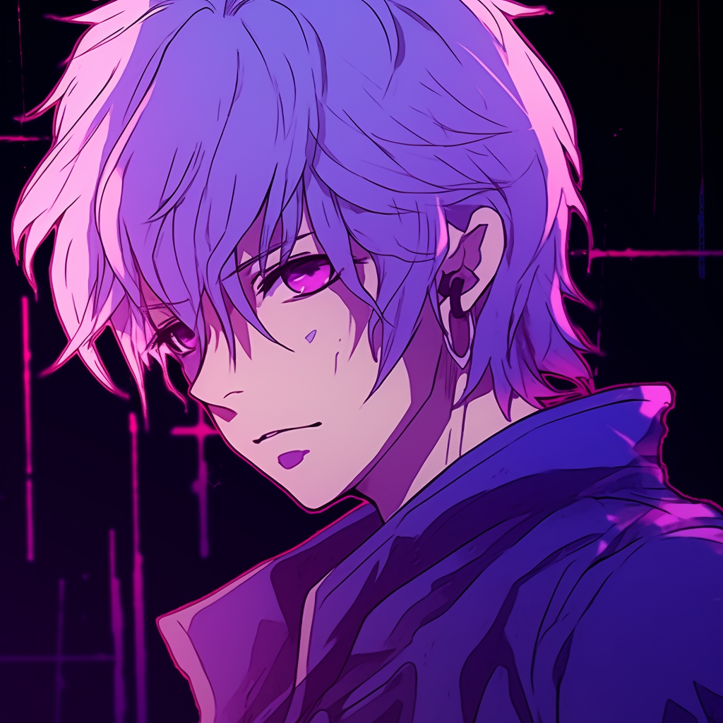 HD Anime Boy Purple Hair PNG