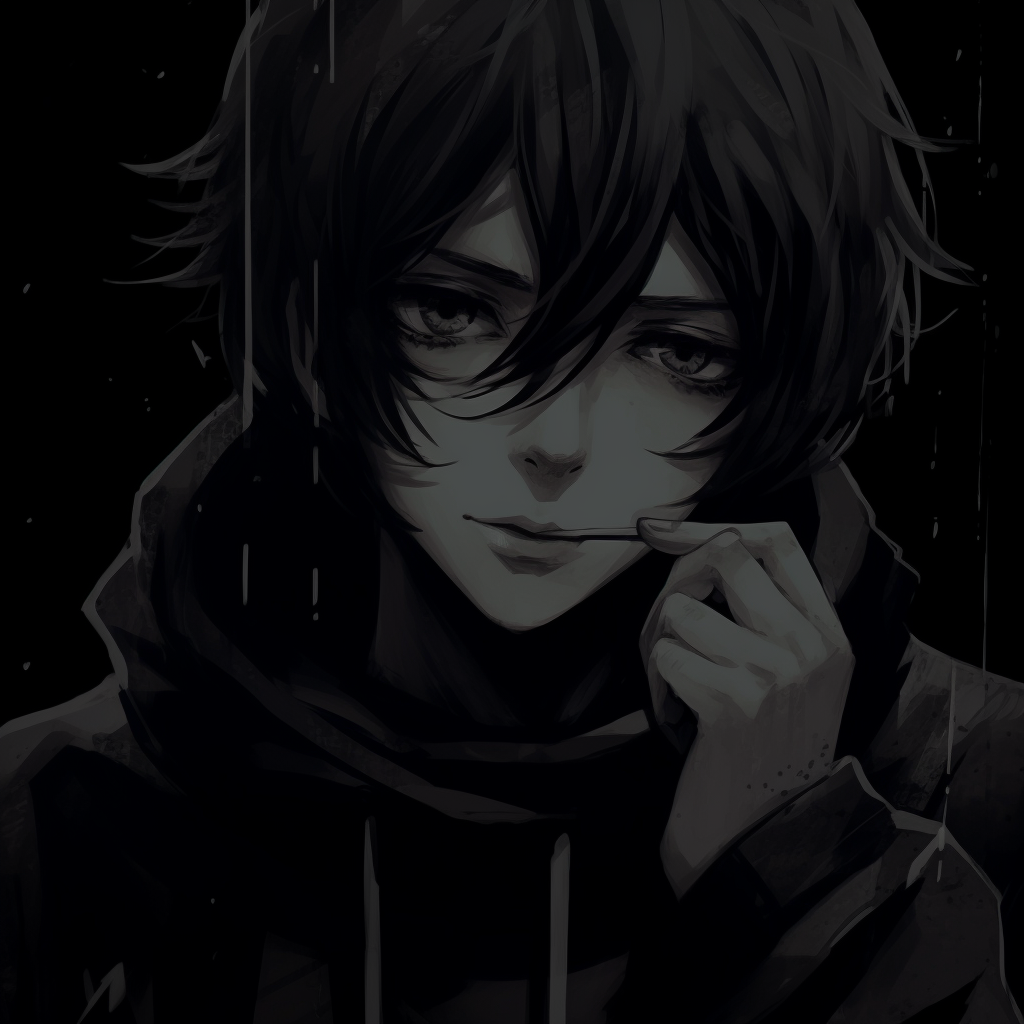 Solitary Anime Boy - black and white anime boy profile picture