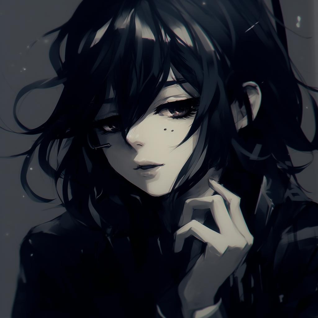 Moonlit Anime Girl Illustration - dark aesthetic anime pfp girl