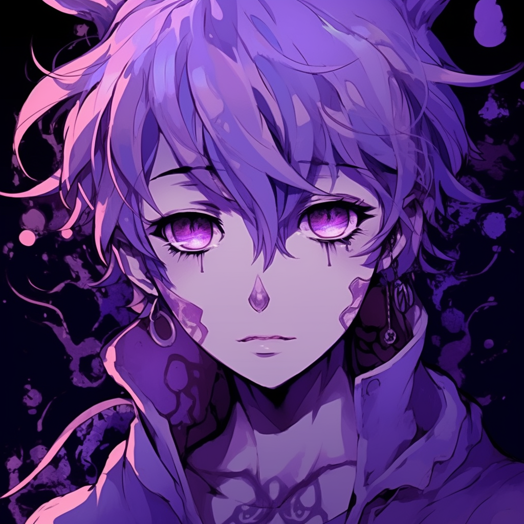 Profile picture of an enchanting purple anime boy