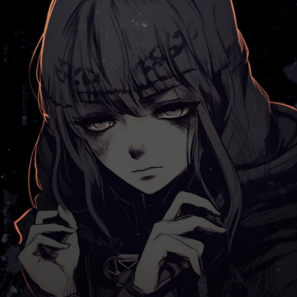 Moonlit Anime Girl Illustration - dark aesthetic anime pfp girl