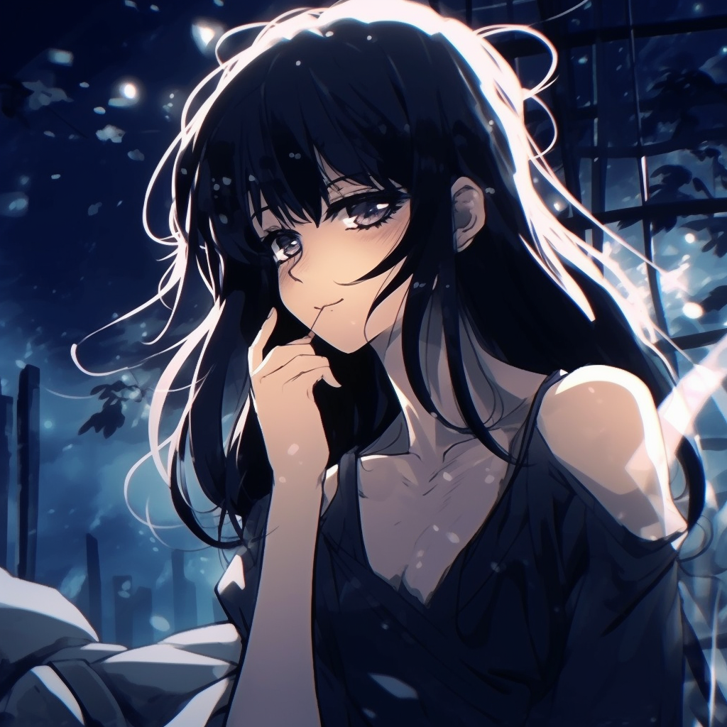 Moonlit Anime Girl Illustration - dark aesthetic anime pfp girl