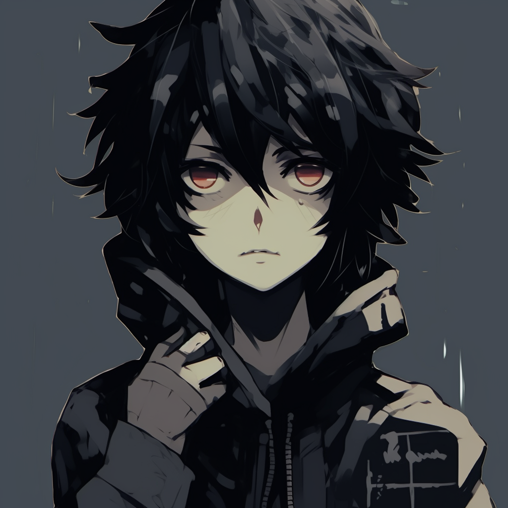 Edgy anime boy with black hair
