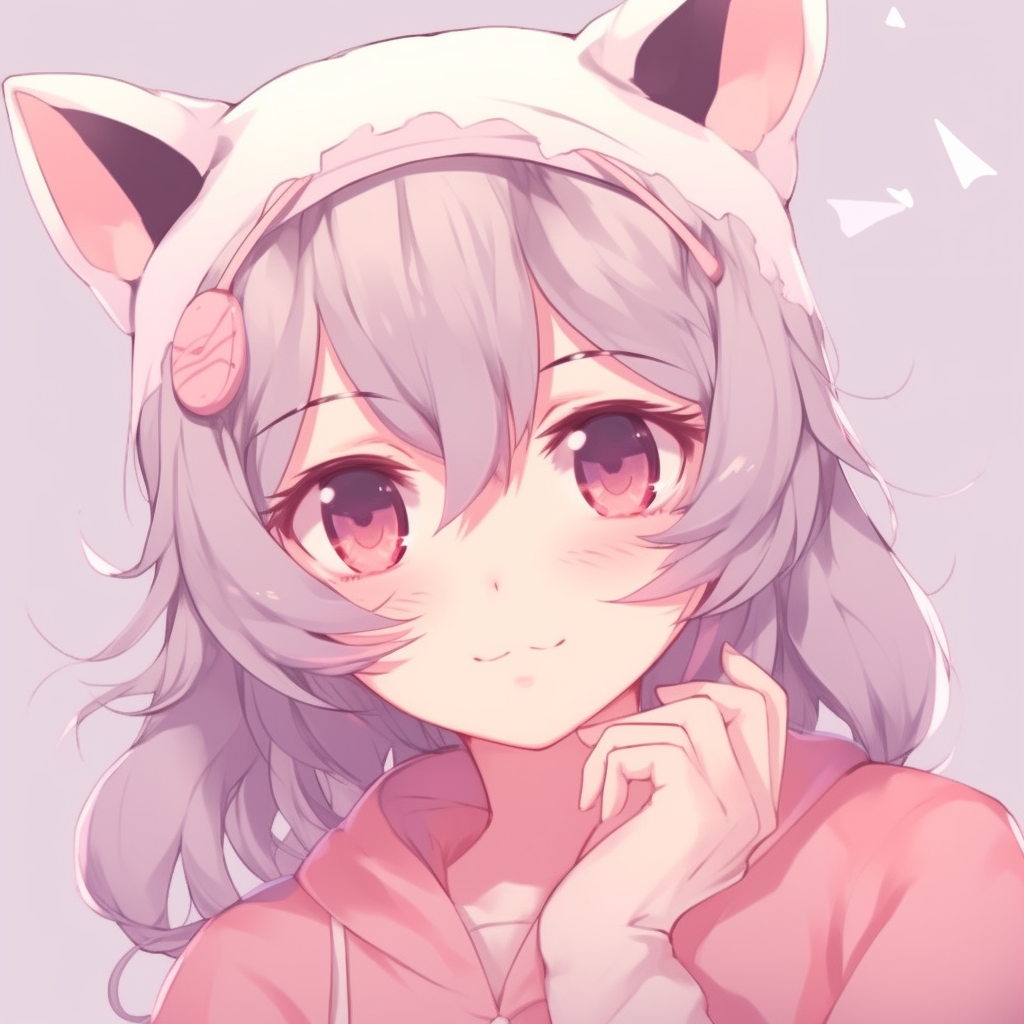 UwU Anime Cat Girl, Gray Hair Cute