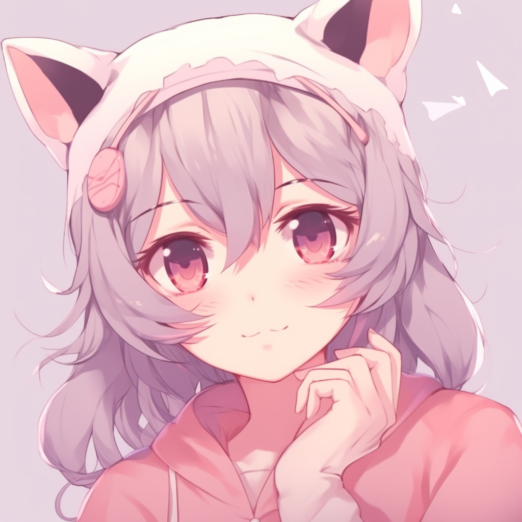 Cute aesthetic anime profile picture with a catgirl