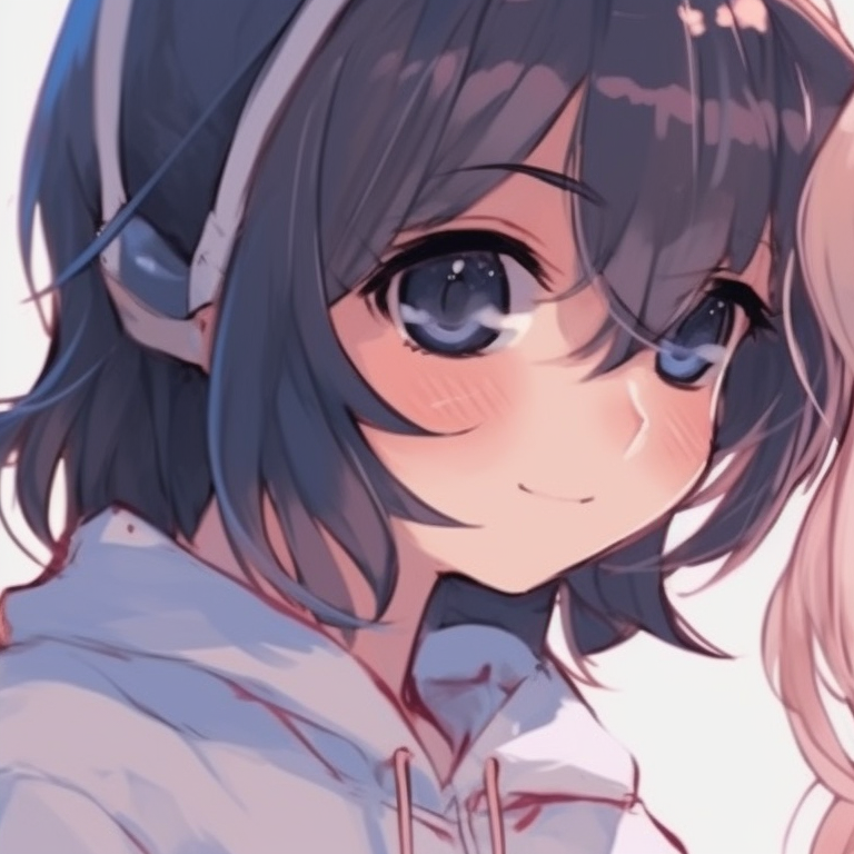 Short wavy brown hair anime girl pfp cute pastel outfit and