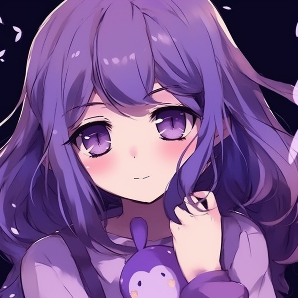 Mysterious Purple Anime Girl - adorable purple anime pfps - Image