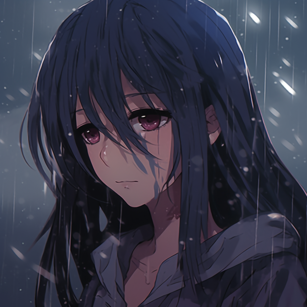 Sad Anime Girl in the Rain