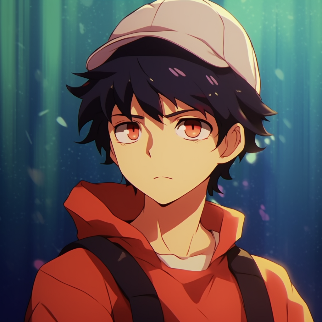 Red (character), red eyes, Pokémon, anime, anime boys