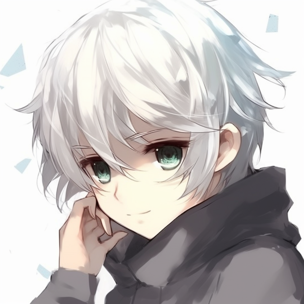 anime guy with white hair and red eyes