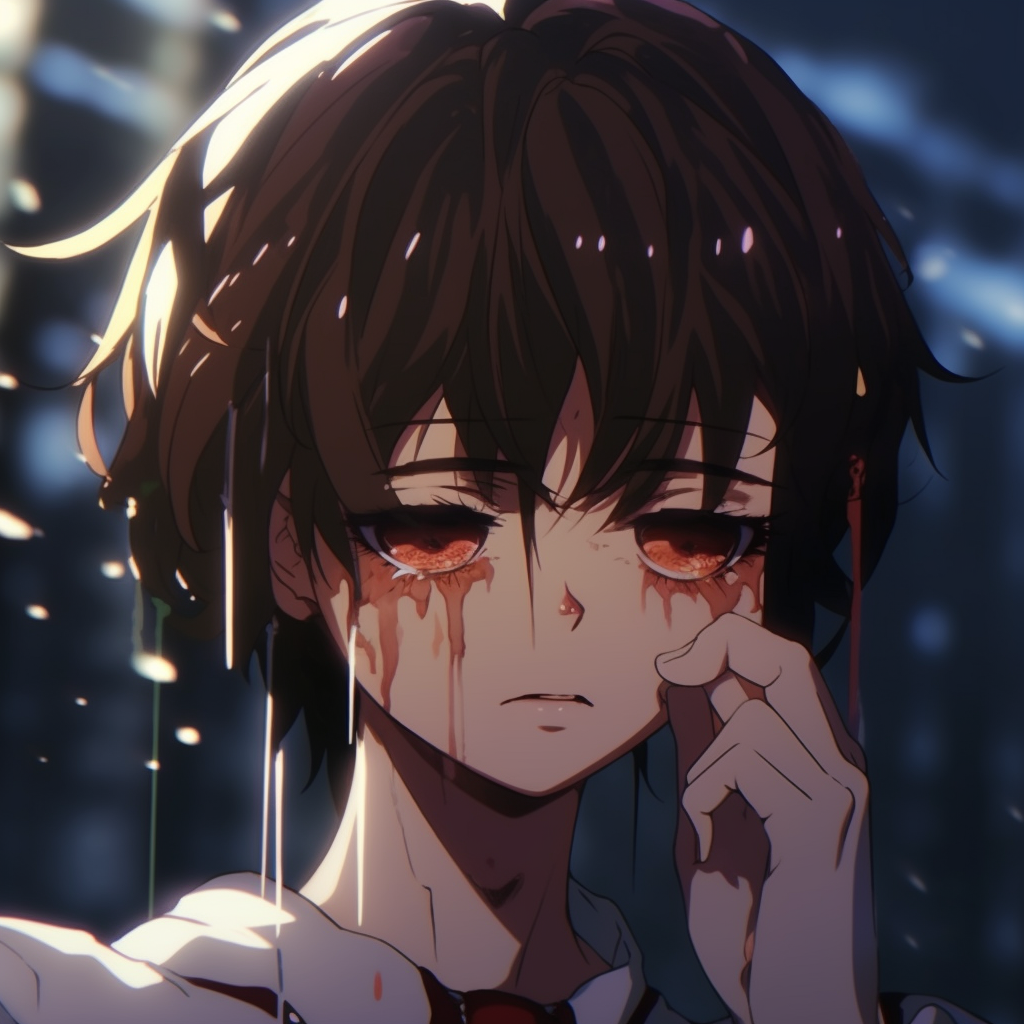 3d an adorable sad anime girl cry Royalty Free Vector Image