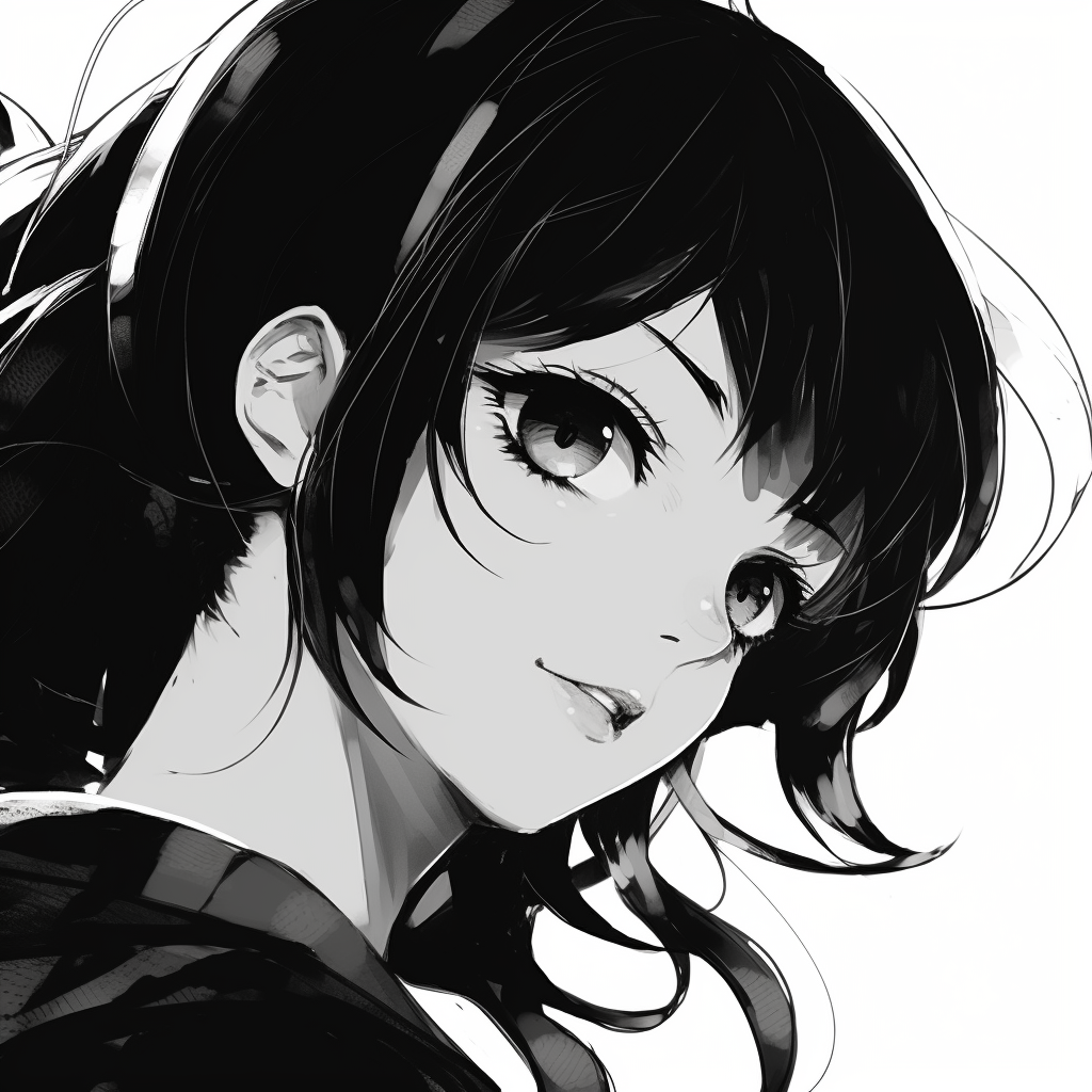 Vintage Style Anime Girl - Anime Profile Picture Black And White (@pfp)