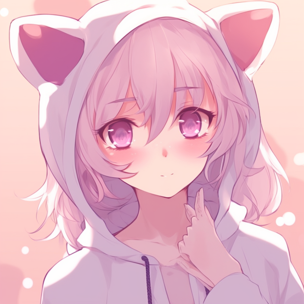 Cute aesthetic anime profile picture with a catgirl