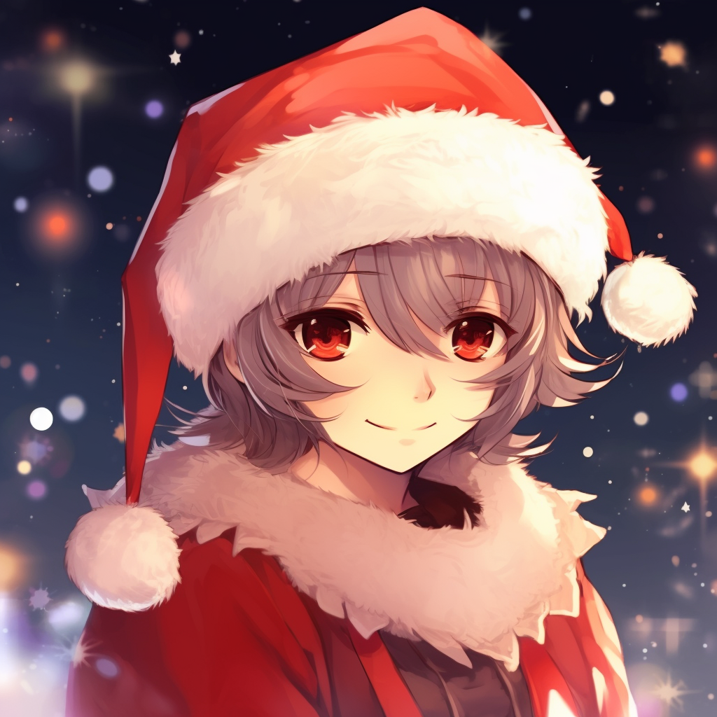 Cute Anime Girl in Christmas Hat in Fairytale Mountain Background ·  Creative Fabrica