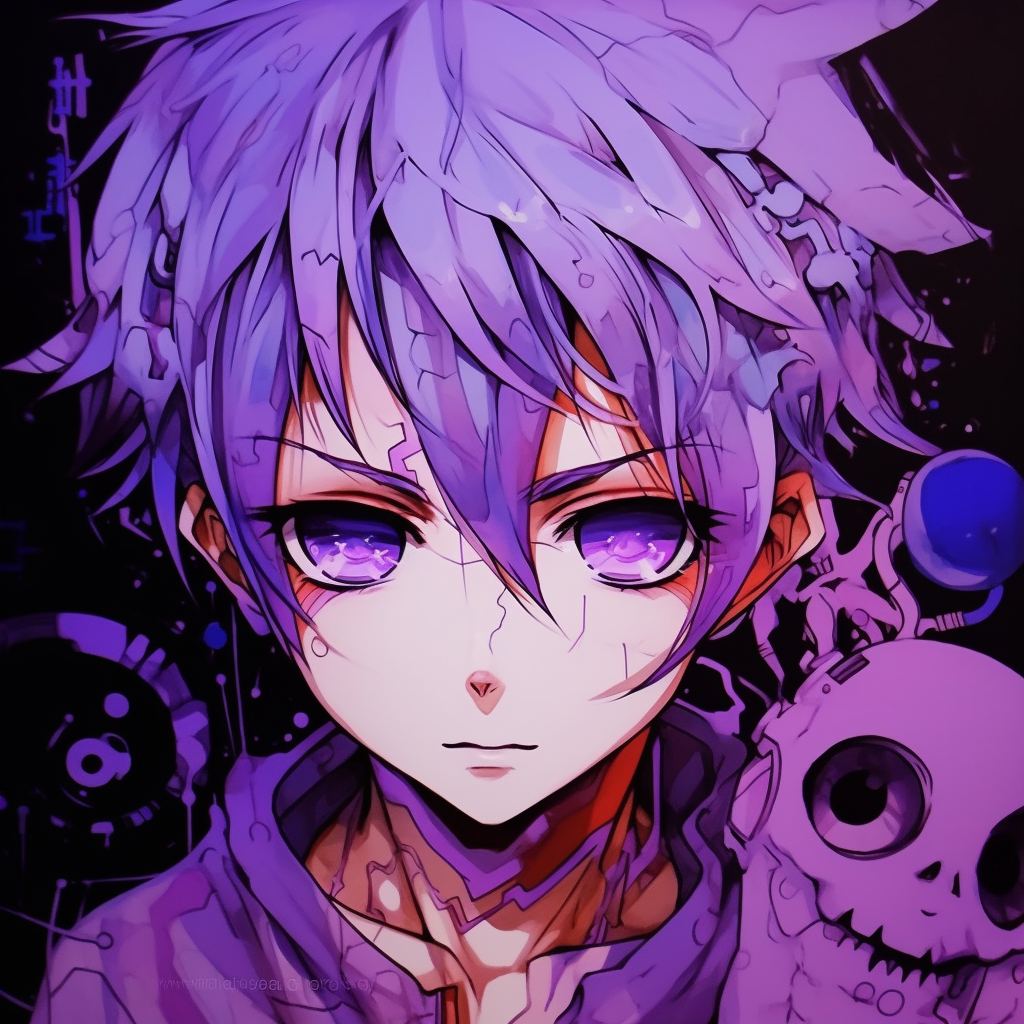 purple hair boy