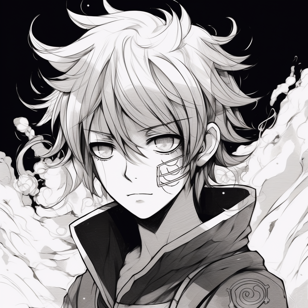 Download Grayscale Brooding Anime Cool Boy Wallpaper | Wallpapers.com