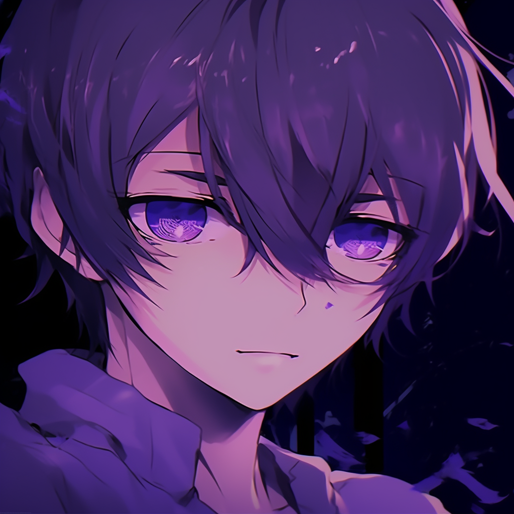 HD Anime Boy Purple Hair PNG