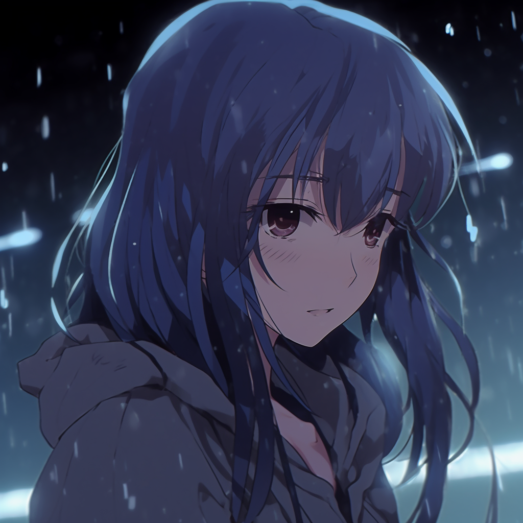 sad anime girl crying with brown hair and blue eyes