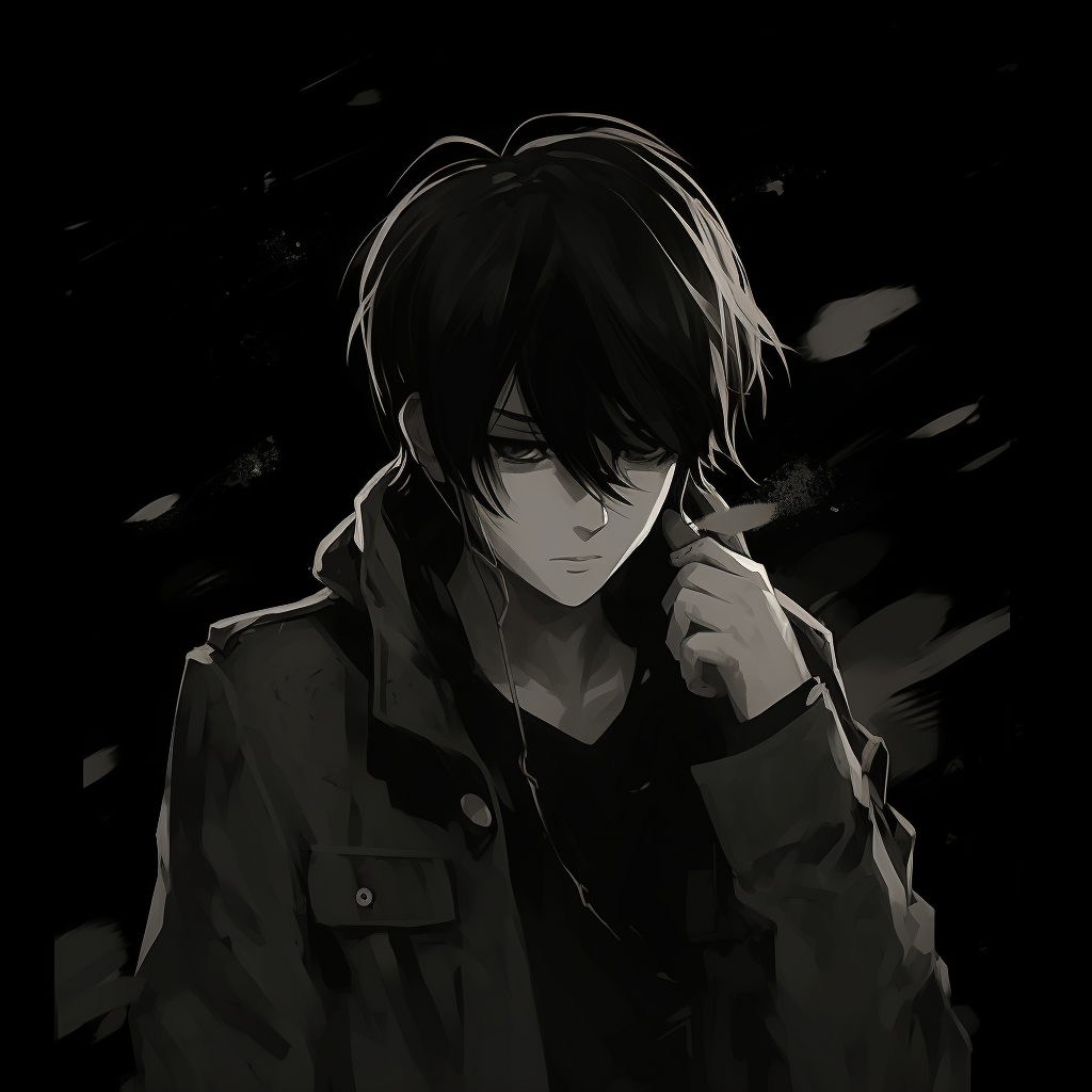 Anime boy in a dark theme