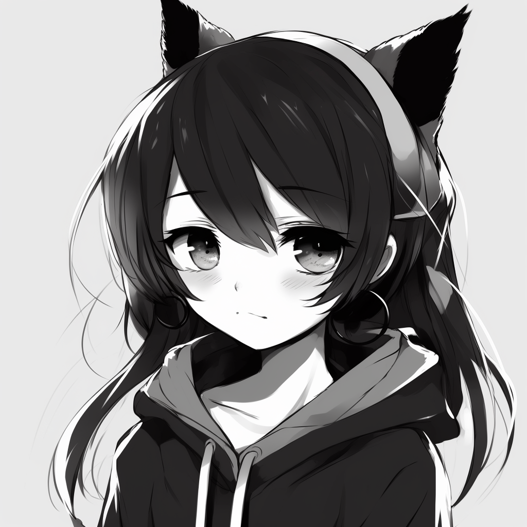 Vintage Style Anime Girl - Anime Profile Picture Black And White (@pfp)