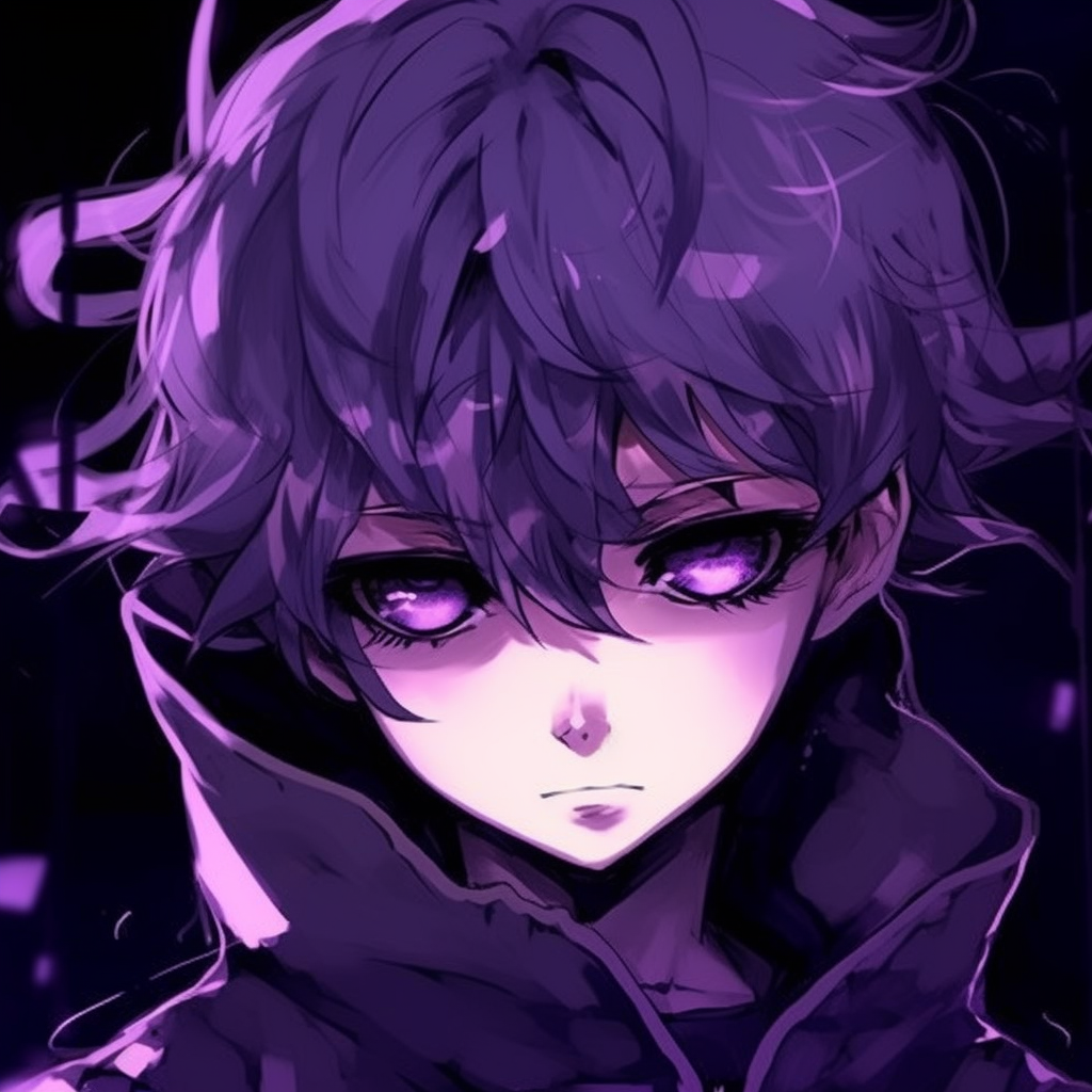 Profile picture of an enchanting purple anime boy