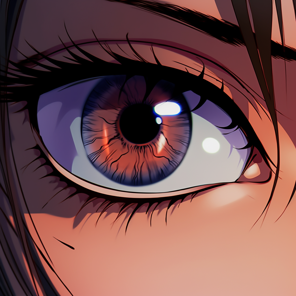 Close-up photo of detailed female anime eyes