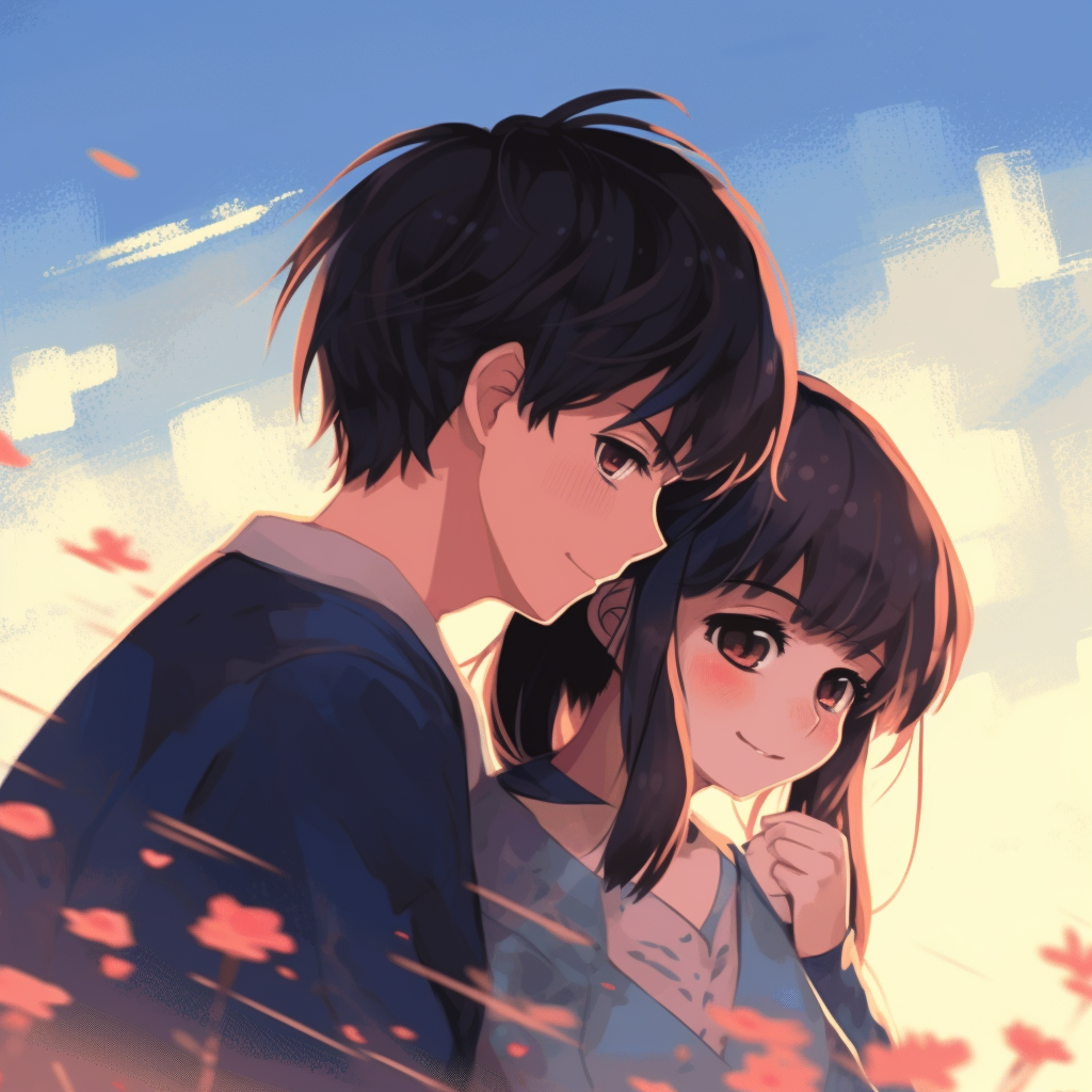 Matching profile pictures for a couple, featuring anime characters