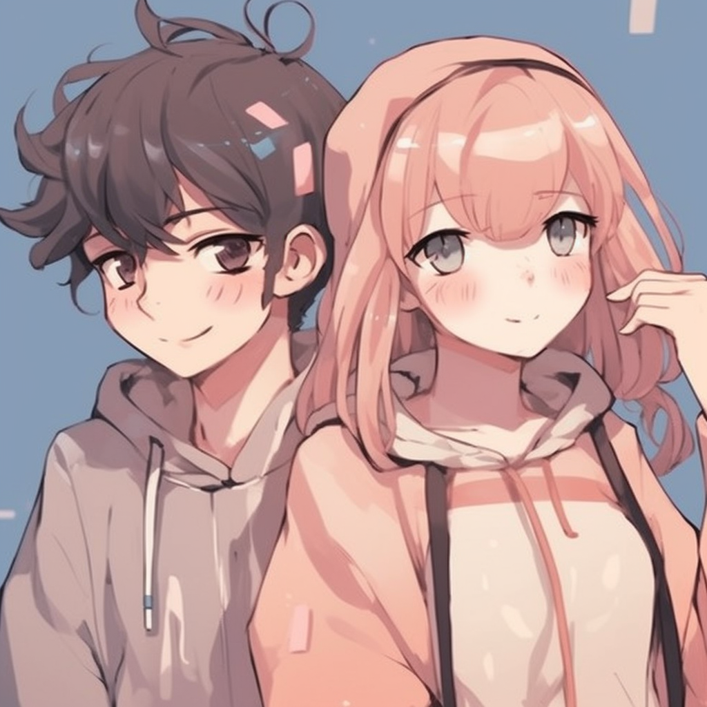 Matching profile pictures for a couple, featuring anime characters