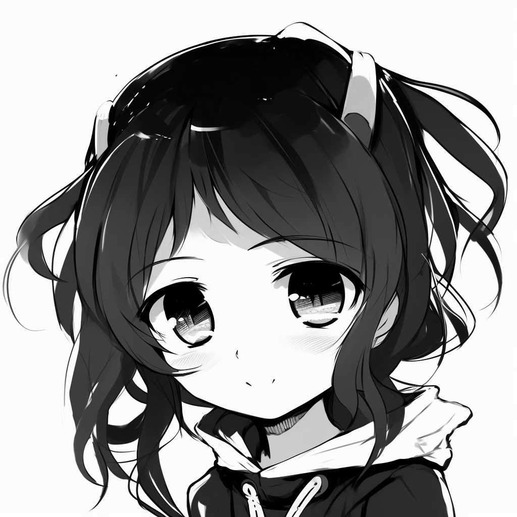 Vintage Style Anime Girl - Anime Profile Picture Black And White (@pfp)