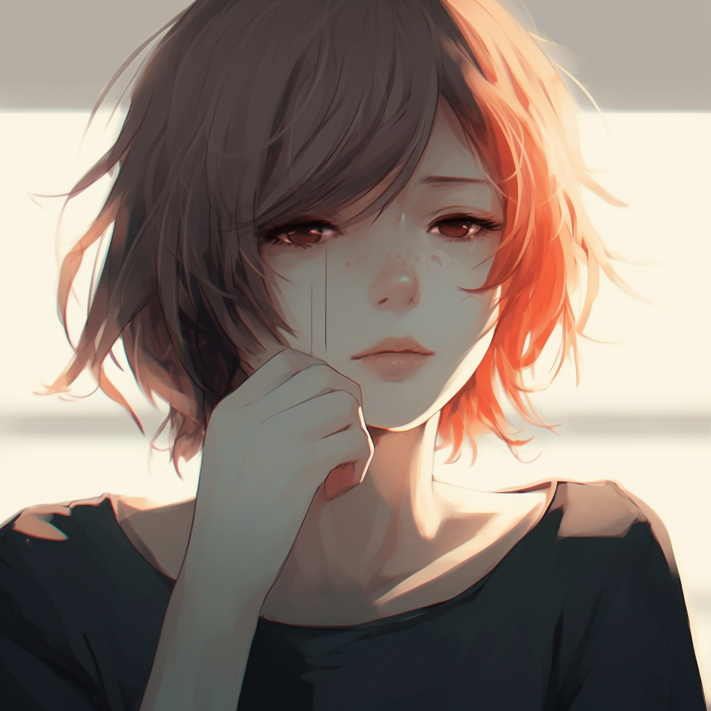 depressed anime girl cutting