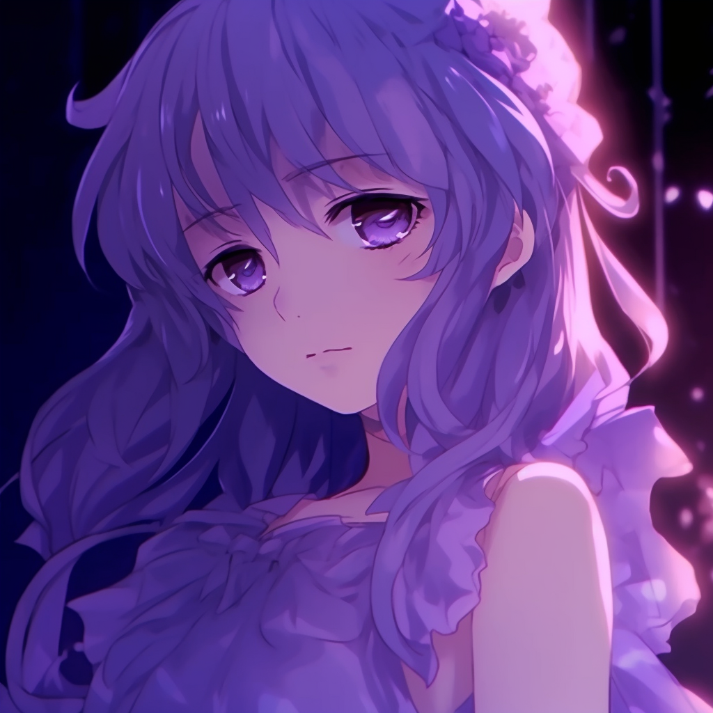 Mysterious Purple Anime Girl - adorable purple anime pfps - Image