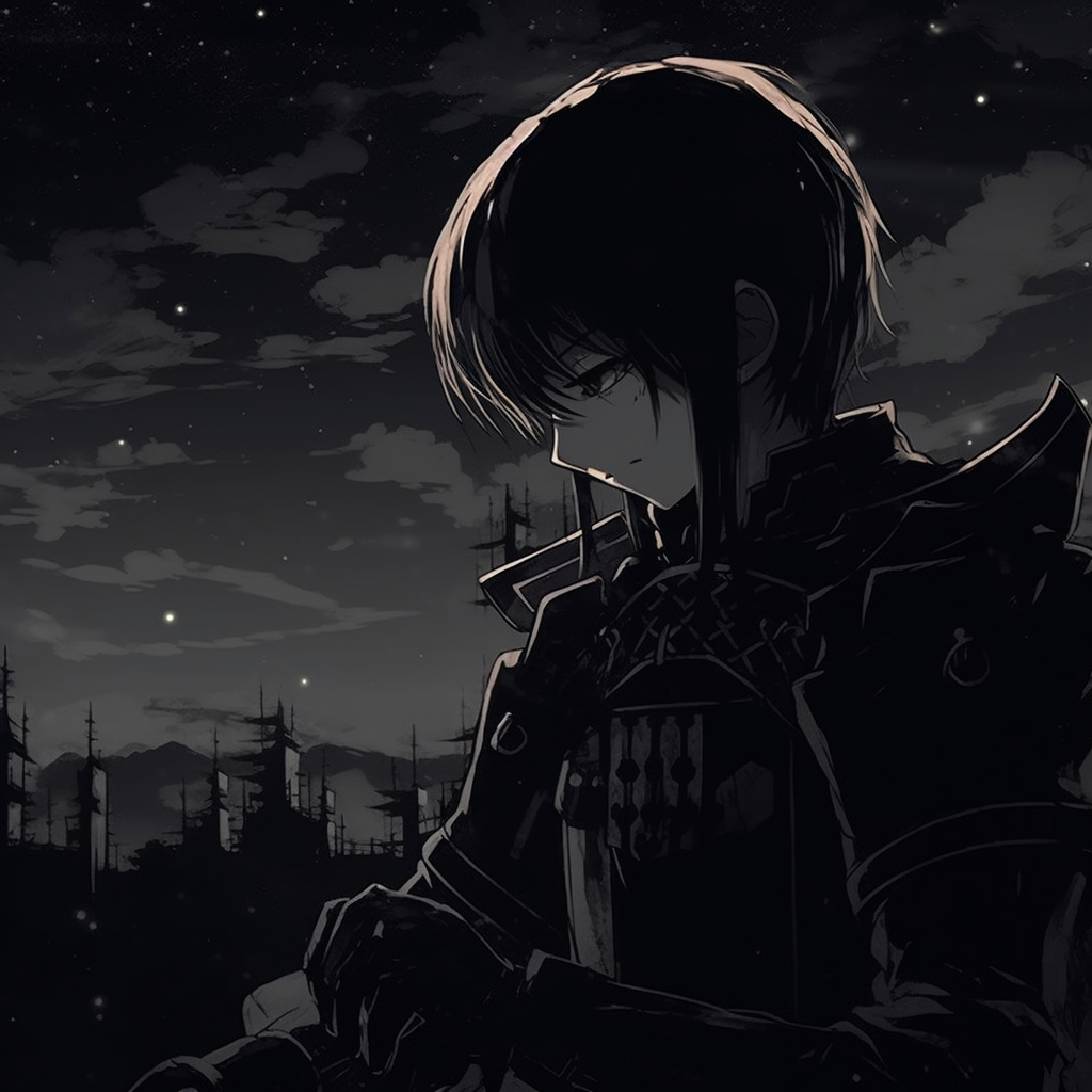 Moonlit Anime Girl Illustration - dark aesthetic anime pfp girl