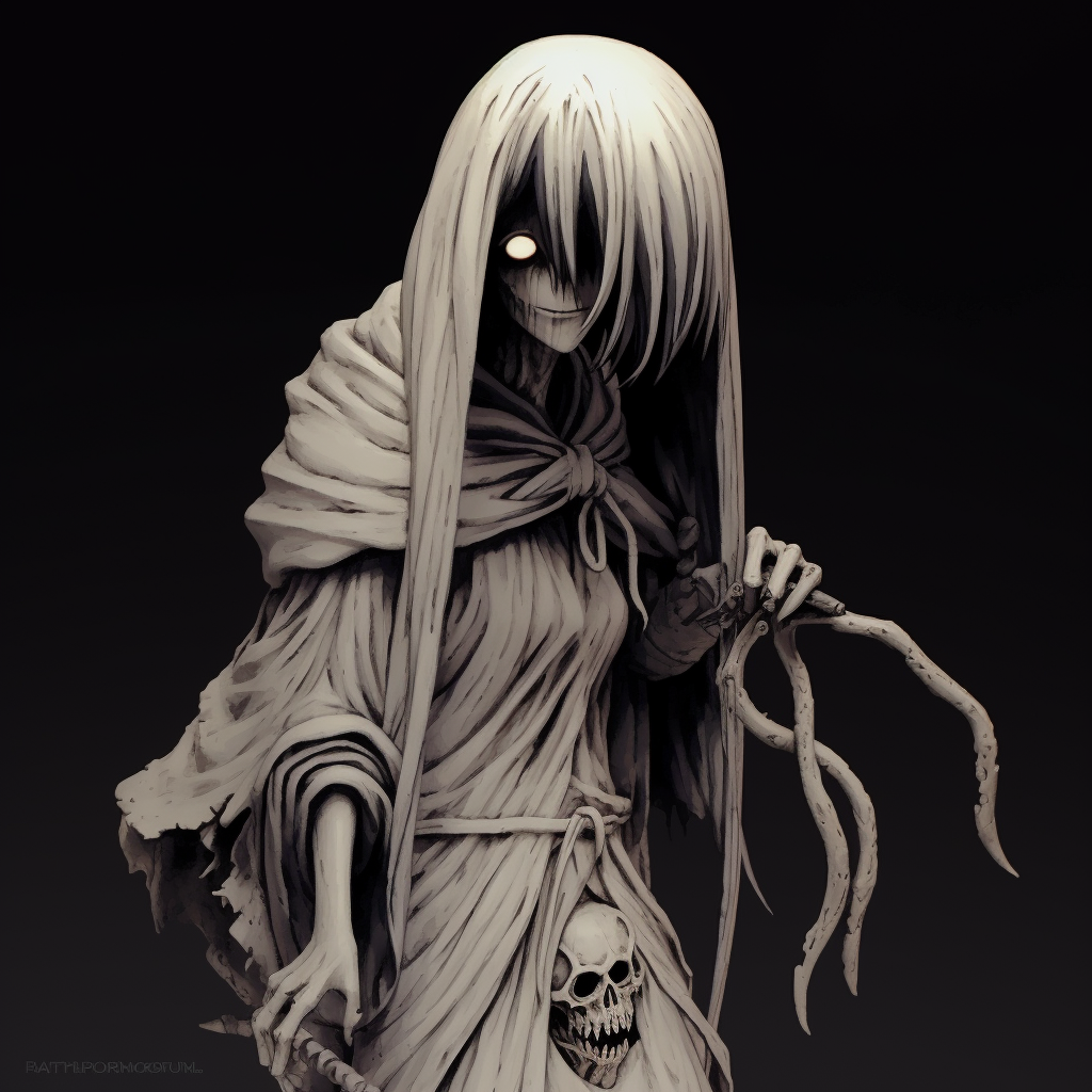 Anime Grim Reaper in Japanese Landscape · Creative Fabrica