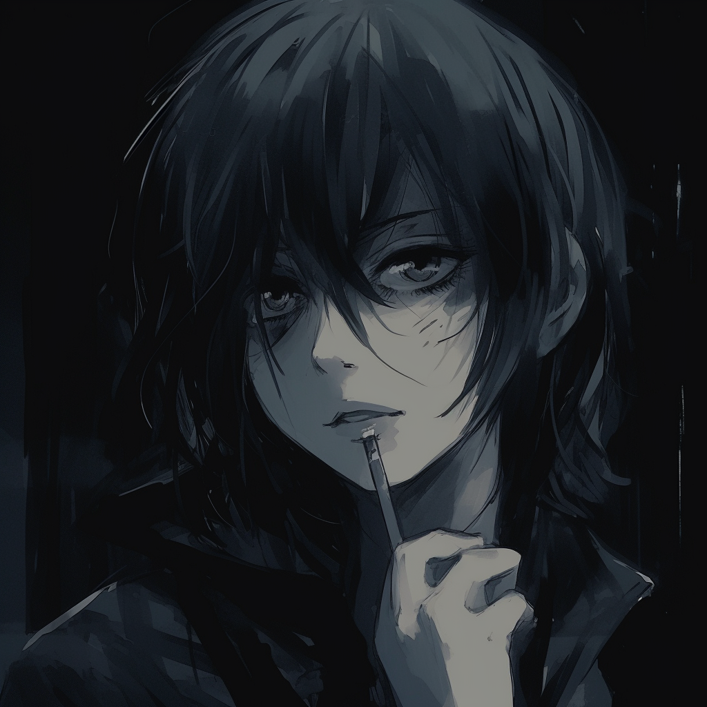 Anime Character with Piercing Gaze - dark aesthetic anime pfp