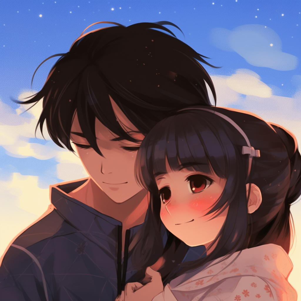 Matching profile pictures for a couple, featuring anime characters