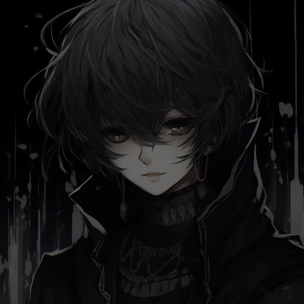 Anime boy in a dark theme on Craiyon
