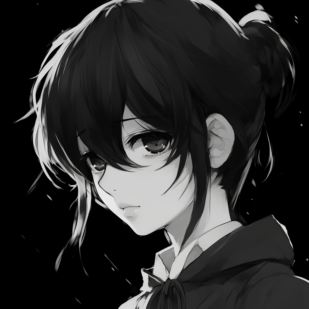 Vintage Style Anime Girl - Anime Profile Picture Black And White (@pfp)