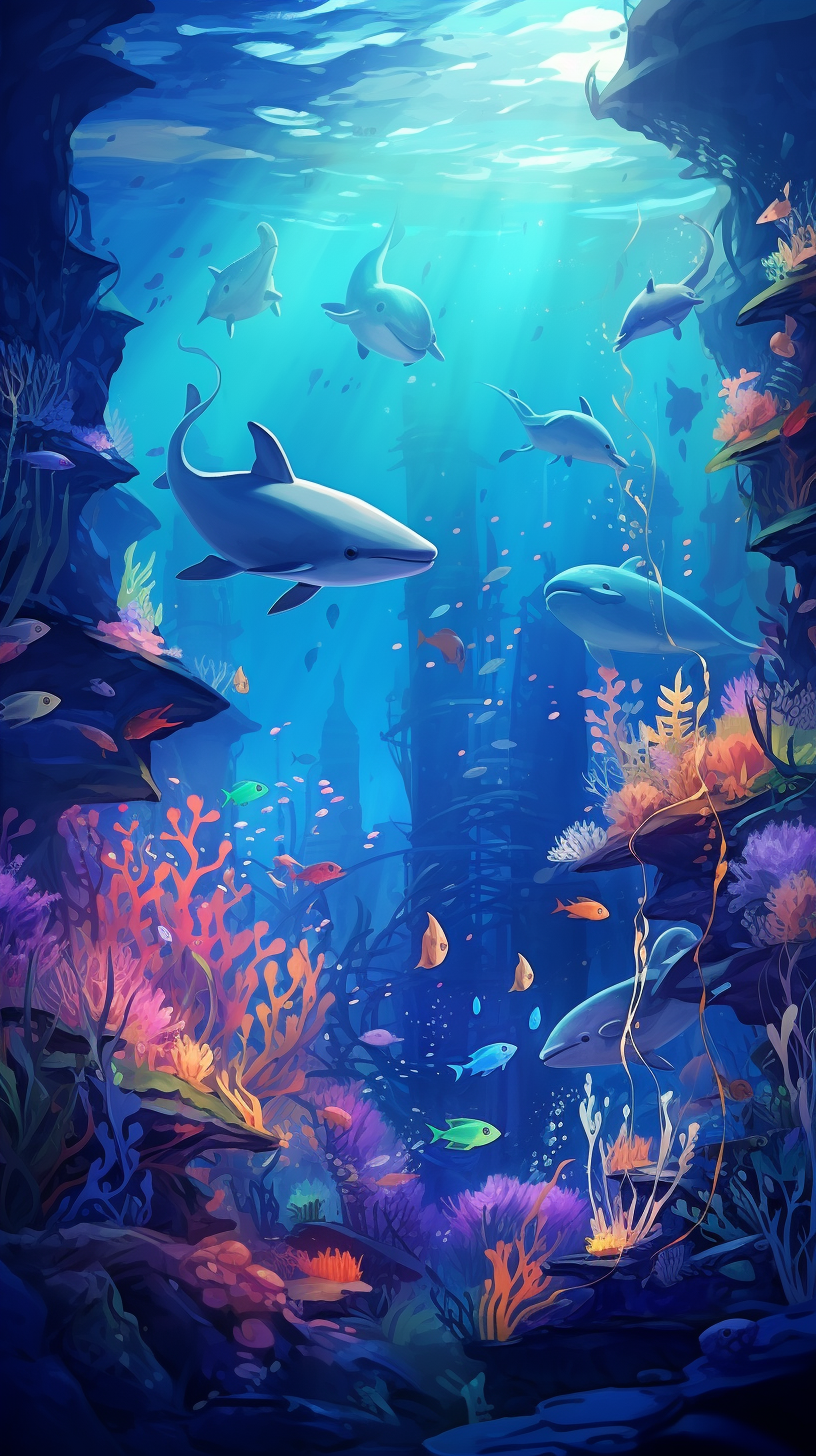 Anime Underwater, Fishes, Sunlight, Scenic HD phone wallpaper | Pxfuel