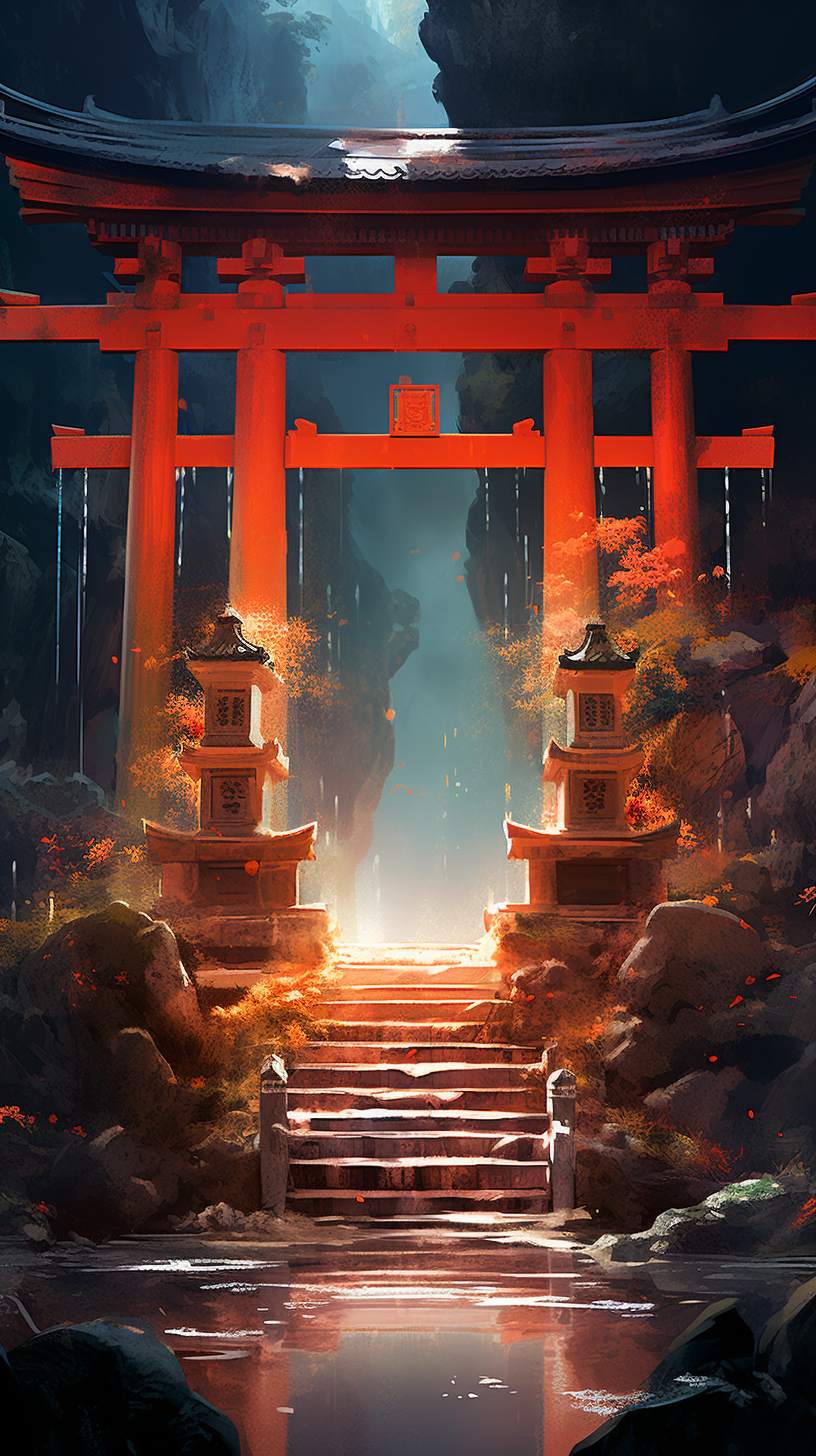 Download Japan Anime Shrine Entrance Wallpaper | Wallpapers.com